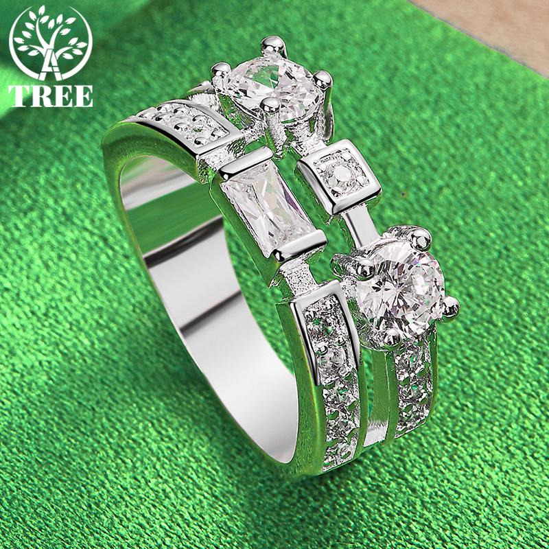 Korean Version Beautiful Luxury Zircon Ring 925 Sterling Silver Ring Women Charm Wedding Party High-Quality Jewelry Accessories