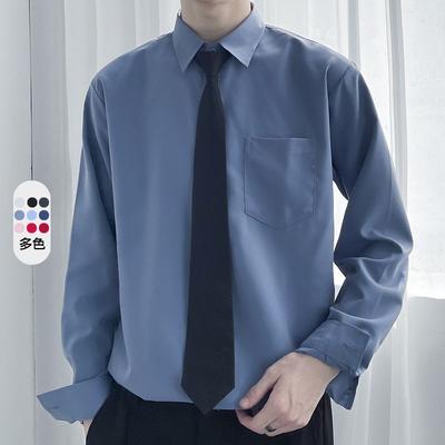 Free Tie Men Shirt Business Professional Work High-end Thin Workwear Casual Men Long-sleeved Tops