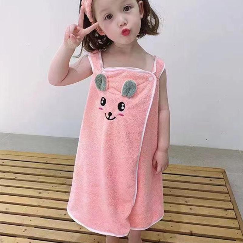 Kids Bathing Towel Comes With Hair Accessory Gentle On Sensitive Skin