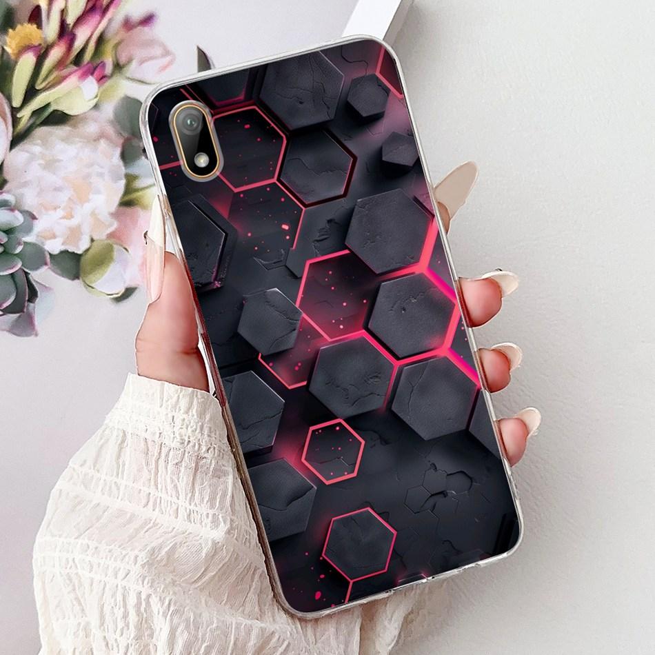 For Huawei Y5 (2019) Phone Case Y5 2019 AMN-LX9 Elegant Floral Cat Painted Soft Silicone Transparent TPU Cases