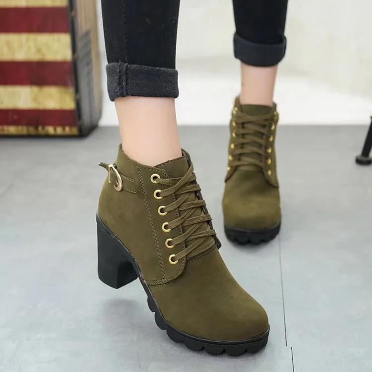 Autumn High-top Women's High Heels Fashion Comfortable Thick-heeled Women Boots Simple Womens Party Casual Shoes  Trends