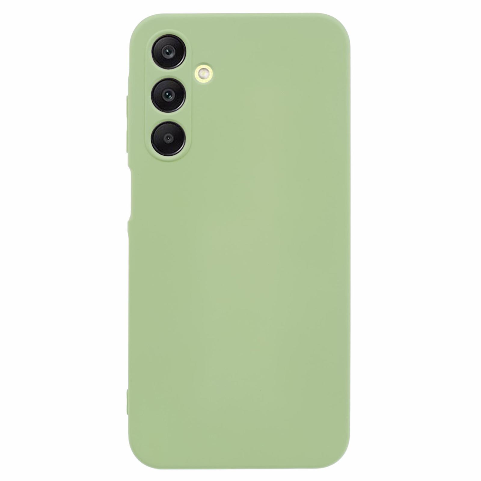 

For Samsung Galaxy A25 5G (Global) (161.0 x 76.5 x 8.3mm) Case Fiber Lining Soft TPU Phone Cover Matcha Green