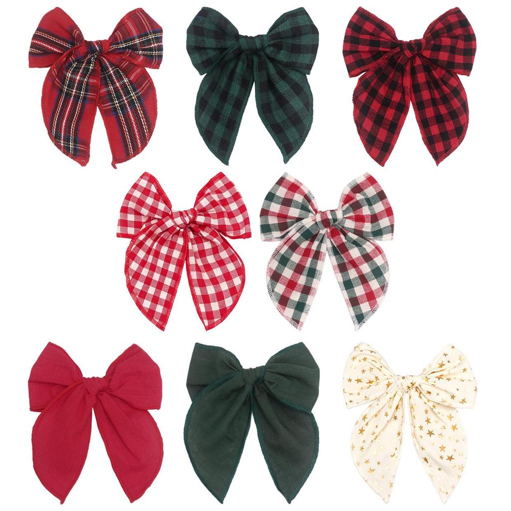 Plaid Bow Hair Clip - Festive Christmas Party Accessory