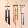 1Pc 6 Tubes Aluminum Pipe Wind Chimes With Hook And Wooden Leaf Hanging Tag Balcony Corridor Decoration Birthday Gift
