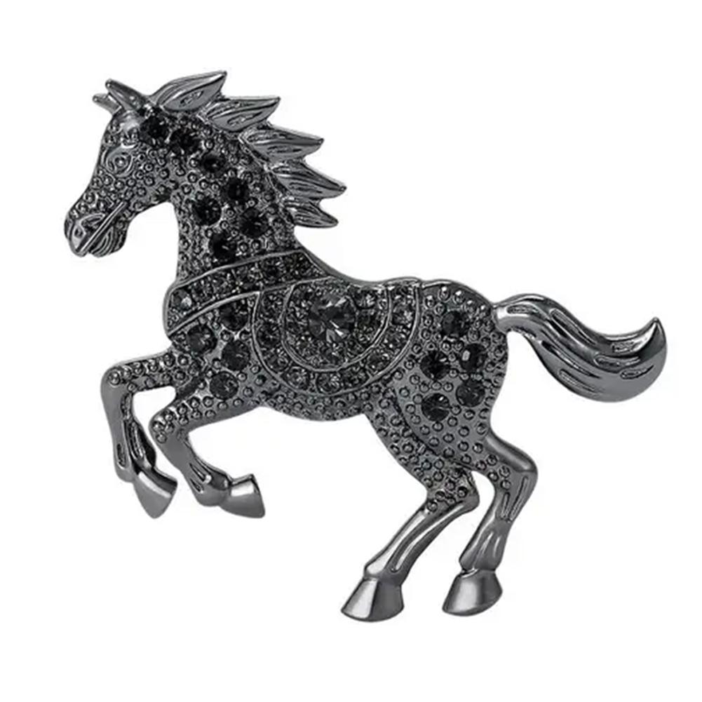 Classic Rhinestone Horse Brooches for Women Enamel Zodiac Animal Pins Office Party Friend New Year Jewelry Gifts