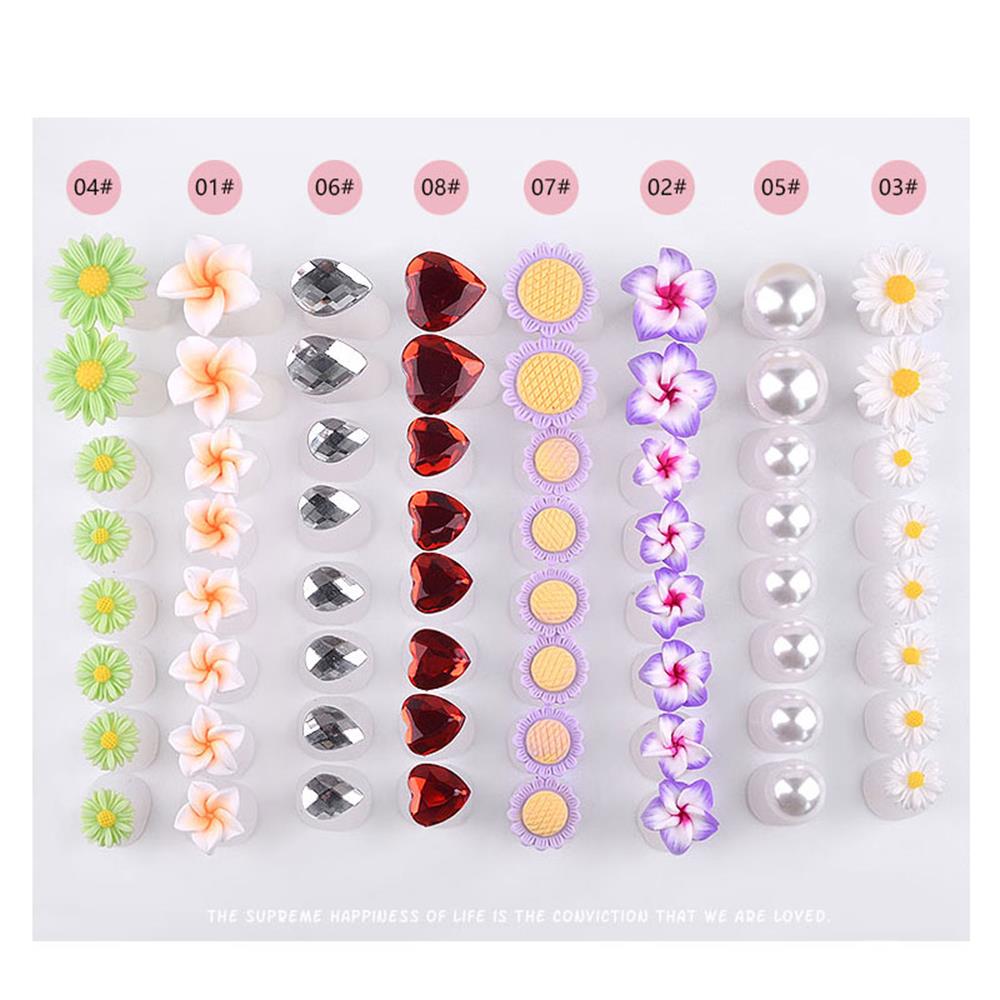 8 Pcs Comfortable Crystal Diamond Waterdrop Pedicure Tool Toe Silicone Separator Flower