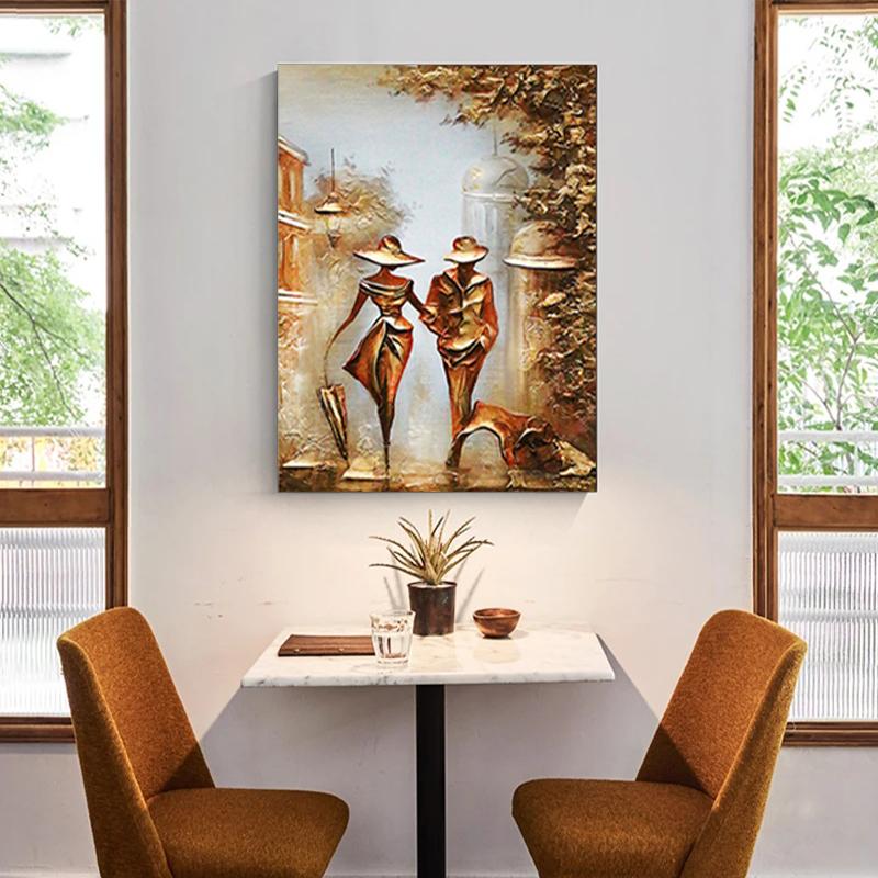 Wonderful Romantic Couple Abstract Painting On Canvas Wall Art HD Pictures Lovers Posters and Prints Warm Home Living Room Decor