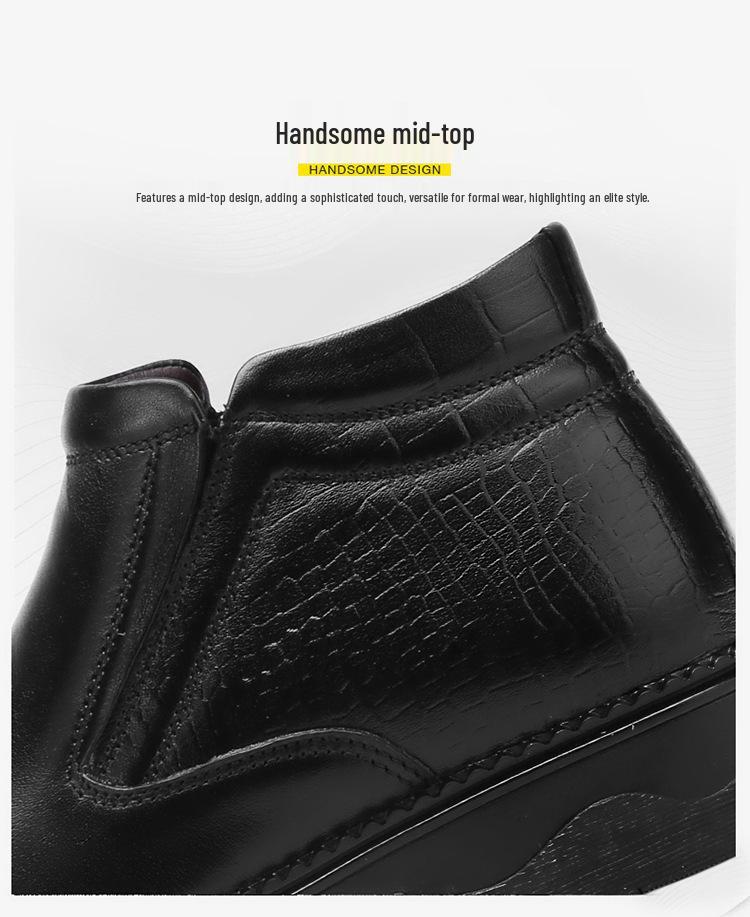 Men's High-Top Chelsea Ankle Boots - Slip-On, Leather, Casual Winter Workwear.