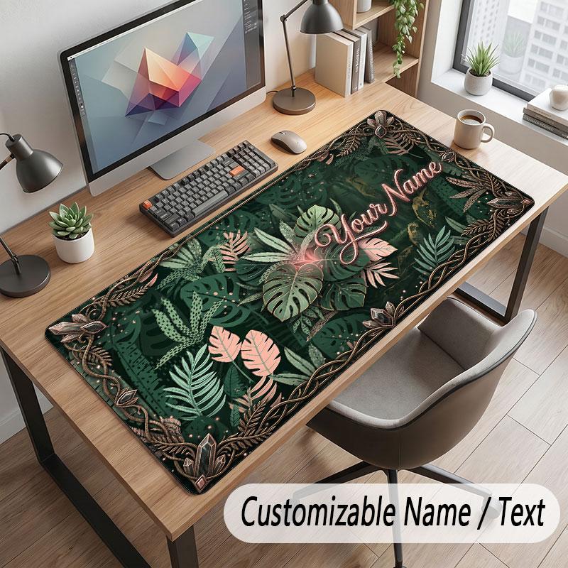 Mushroom Forest Theme Customized Mouse Pad Personalized Print Name Text Desk Mat For Home Office Table Decor