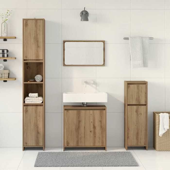 VidaXL 4-piece Bathroom Furniture Set Engineered Wood, Bathroom Cabinet, Bathroom Cupboard, Furniture 3328556