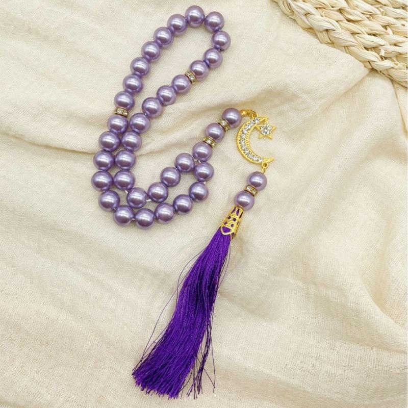 Stilvoller Glas-Tasbih 33 Perlen Islamische Gebetsperlen Muslimisches Armband mit Quasten Unisex Spirituelles Meditationszubehör