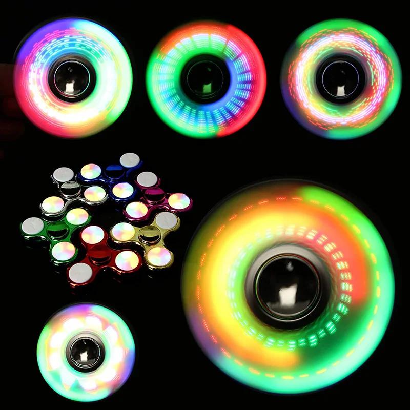 Luminous LED Fidget Spinner Hand Top Spinners Finger Stress Relief Toys for Kids Children Glow In Dark Light EDC Figet Spiner
