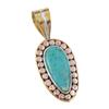 Natural Tibetan Turquoise Gemstone 925 Solid Silver Two Tone Pendant 1.50" I7T37