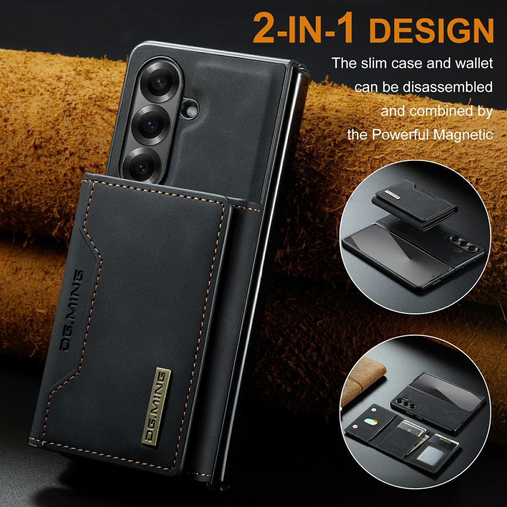 DG.MING M2 Series for Samsung Galaxy Z Fold7 5G Magnetic Case PU + PC + TPU Phone Cover Detachable Wallet Kickstand