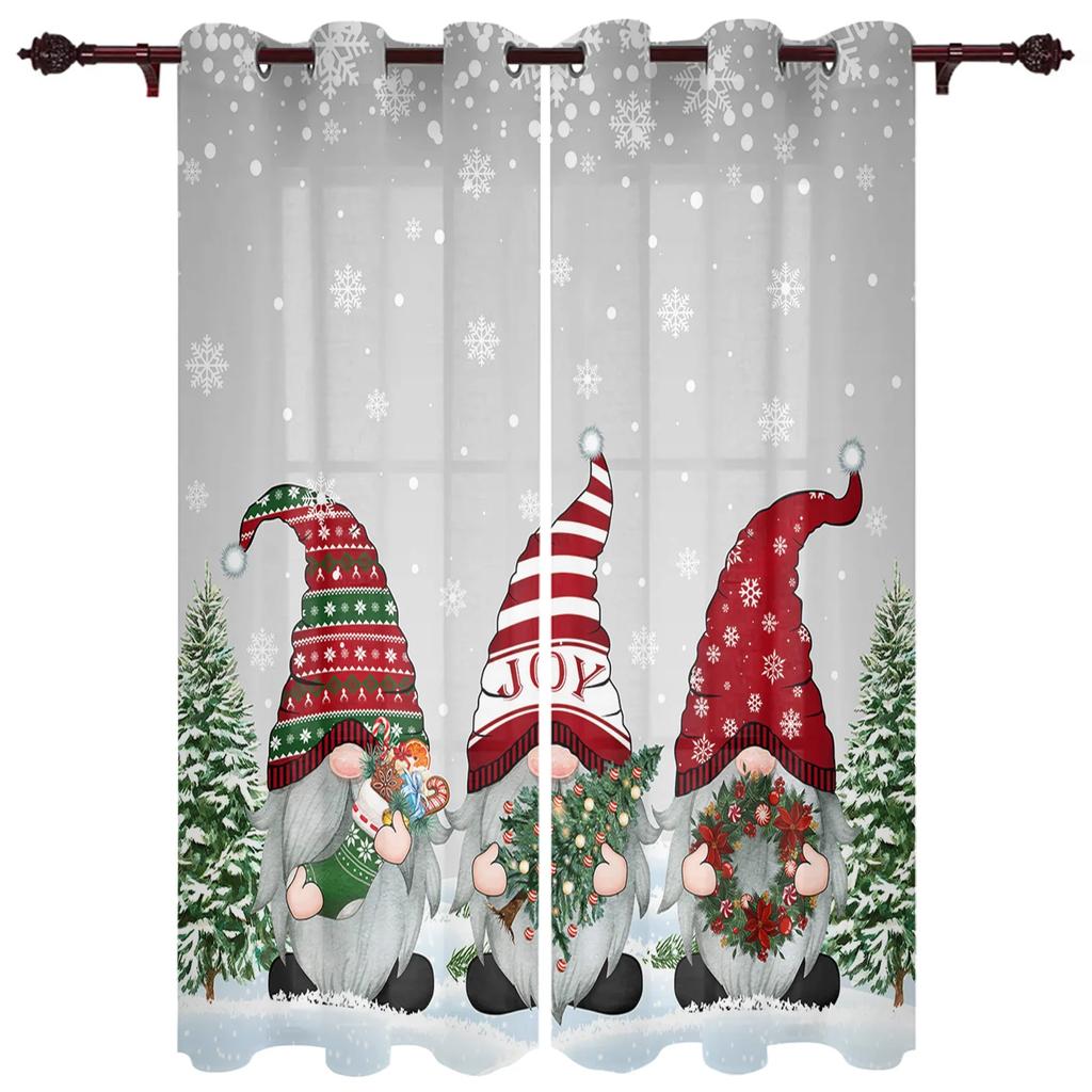 Weihnachten Winter Schneeflocke Wichtel Fenster Vorhänge Deko Für Zuhause Schlafzimmer Küche Wohnzimmer Ornament Weihnachtsgeschenke Navidad Vorhänge