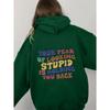 Women'S Shoulder Sleeve Fleece Sweater Plain Letter Print Kangaroo Pocket Drawstring Print Hoodie Clothing