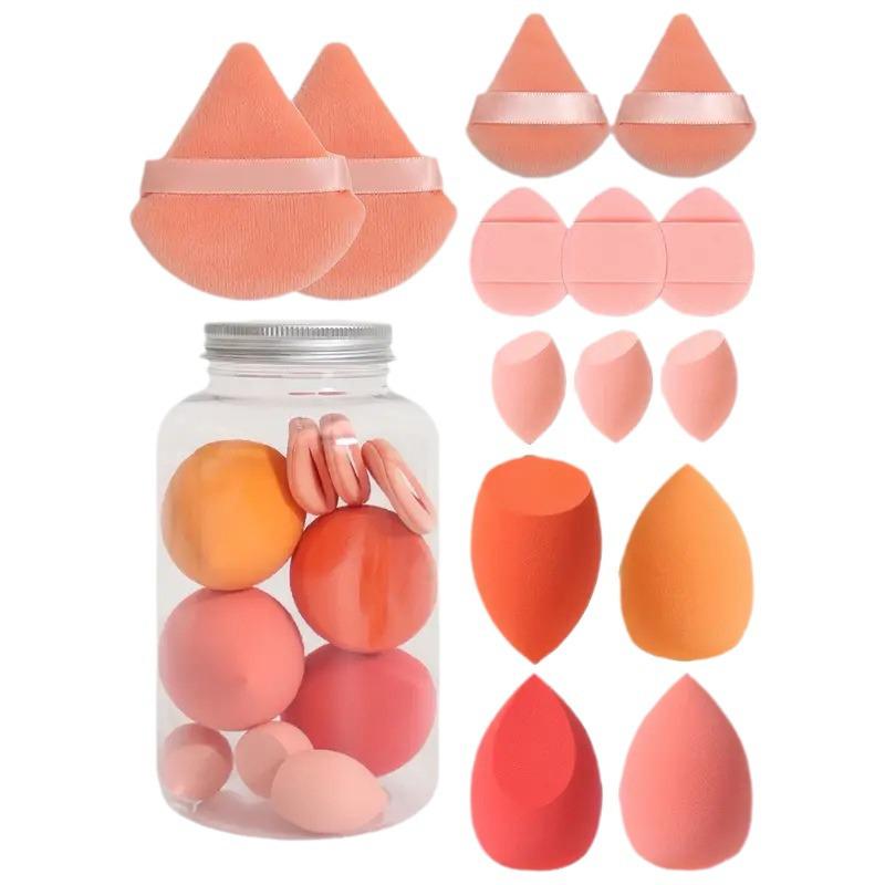 14-Piece Drift Bottle Makeup Sponge Set - Soft, Dual-Use for Dry & Wet Application