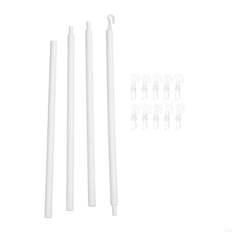 62KD Vertical Blind Wand Set, 46.06Inch White Plastic Rod Hook Handle Blind Rod