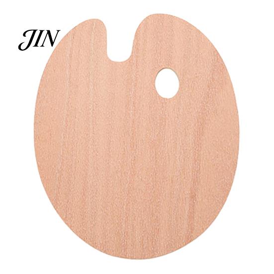 Artist Painting Tray Wooden Paint Palette with Thumb Hole for Oil, Acrylic, Ergonomic Watercolor Painting, Oval-Shaped Wood Art Artists