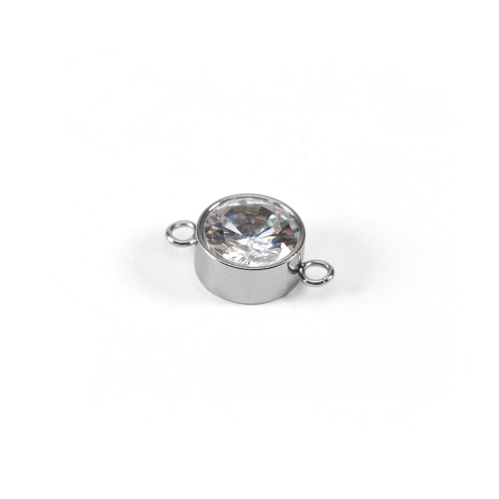 20pcs/lot 4/5/6/7/8/9/10mm Stainless Steel Stone support single / double pendant Beads For Diy Charm Pendant Jewelry Making