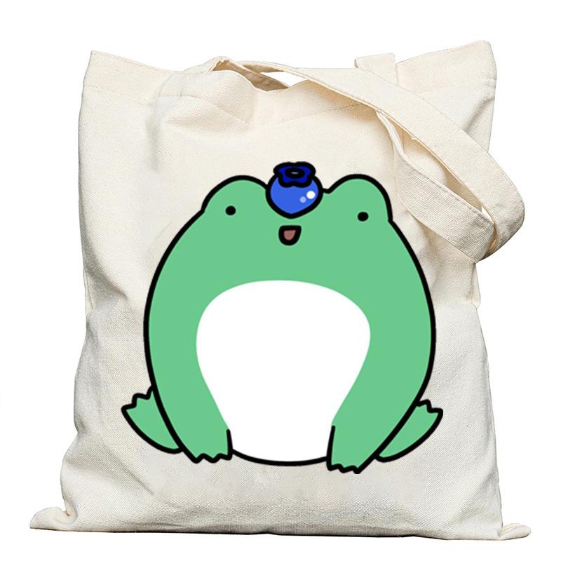 Frog creative printing new shoulder bag leisure student large capacity tote bag