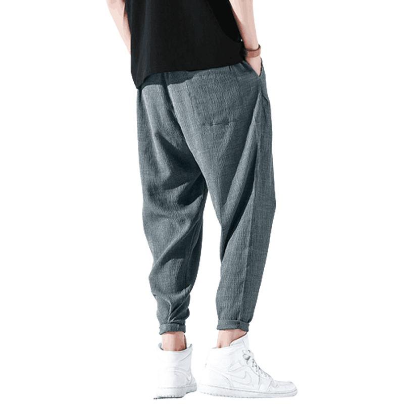 Ice silk pants men's sports summer thin straight loose casual sports nine-point quick-drying versatile trousers men