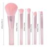 5-Piece Fast-Dry Makeup Brush Set with Mesh Bag - Includes Super Soft Powder & Stippling Blush Brushes