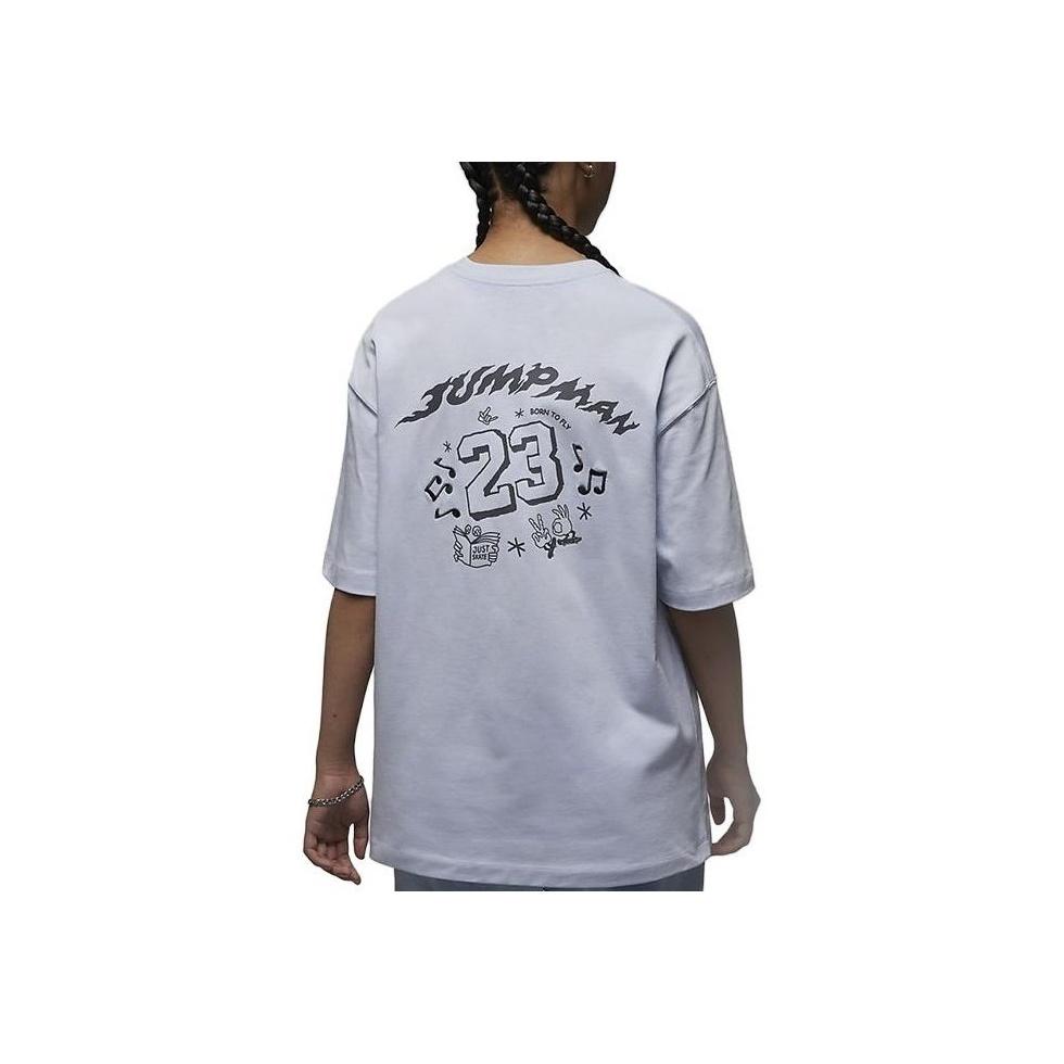 Jordan Alphabet Logo And Number Pattern Print Soft Loose Round Neck Sport Casual Knit Short Sleeve T-Shirt Women Tops Light-Purple FJ7710-085