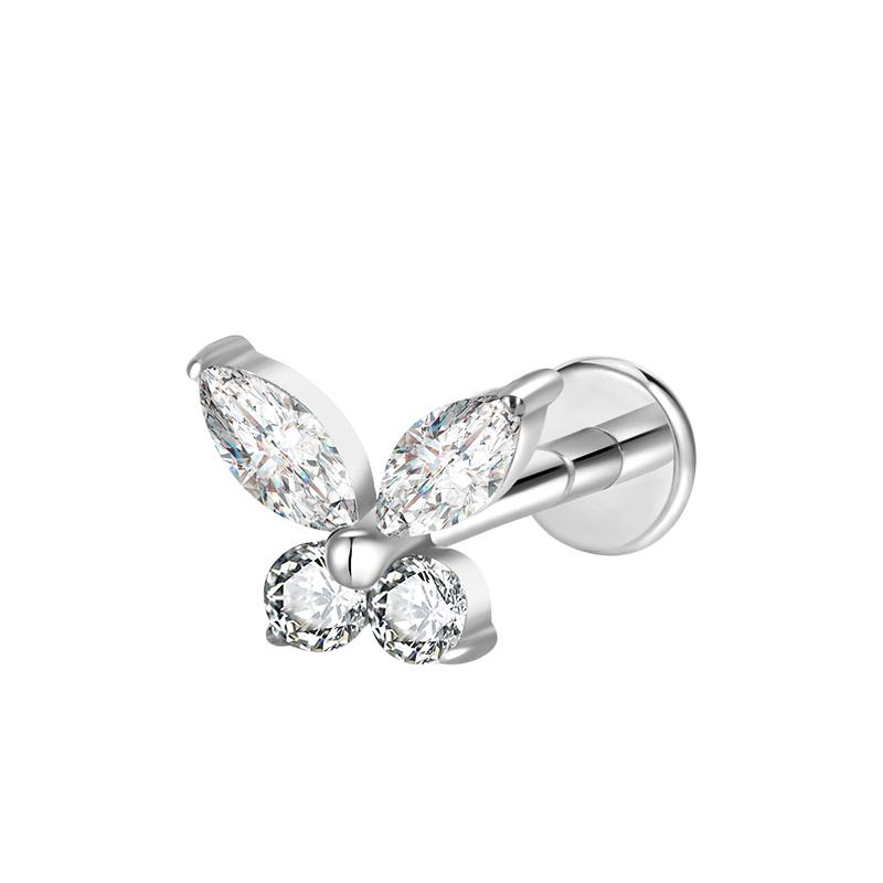 Hot Sale Body Jewelry: Titanium Labret Flatback Tragus Earring Stud Internal Thread Zircon Rings