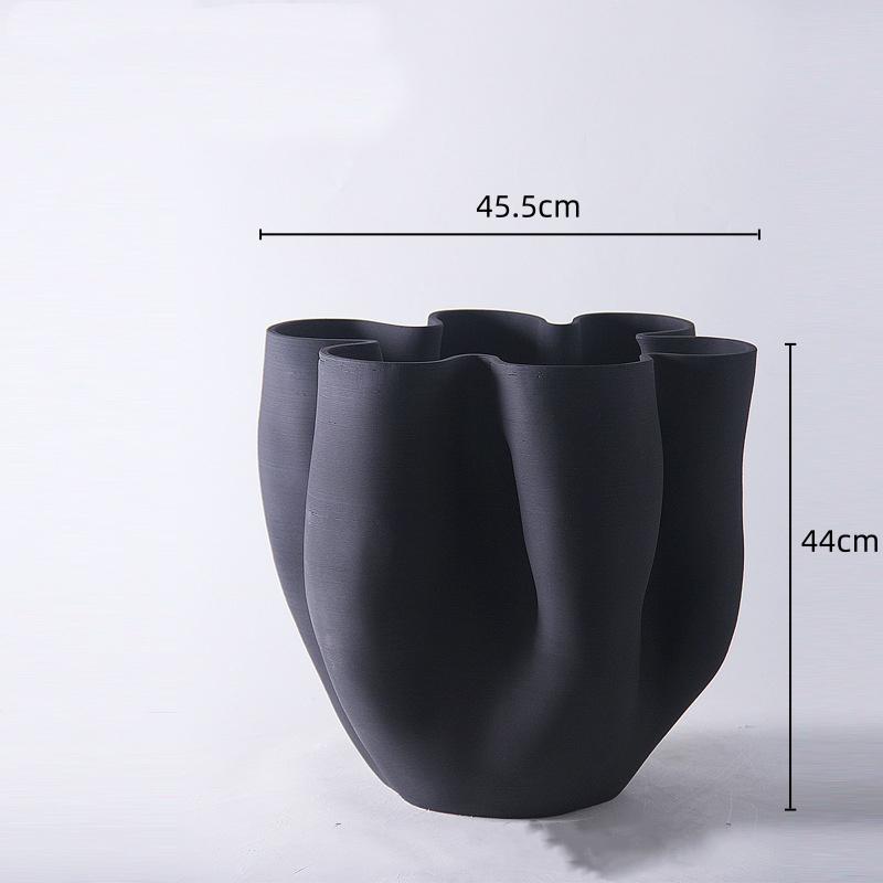Ceramic Vase Open Fold Edge Flower Pot Floral Arrangement Accessories Abstract Porcelain Craftwork Flower Vase Home Decoration