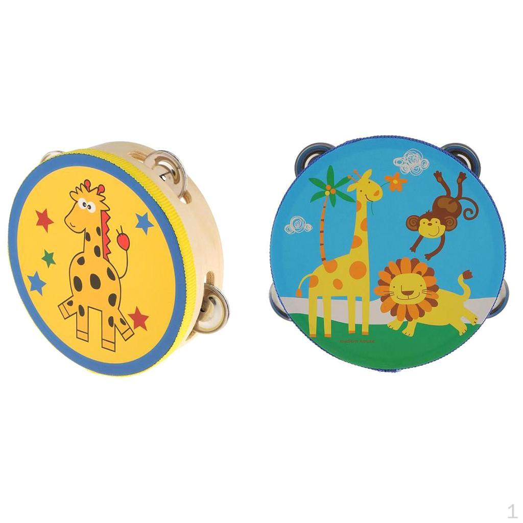 

2 шт. Деревянный бубен-погремушка Ручной перкуссионный инструмент Ударный инструмент для детей Подарок