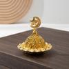 Decorative Metal Incense Burner with Dome Lid and Star Crescent Finial Traditional Style Incense Holder for Home and Meditation Spaces