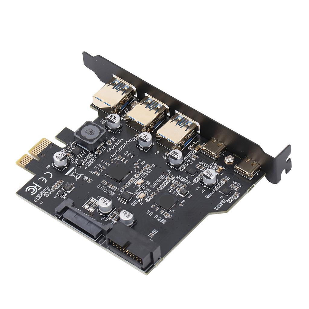 Placa PCIe para USB 3.2 Gen 1 5Gbps 3 USB Tipo A 2 USB Tipo C Placa de Expansão PCI Express de 5 Portas para Win para Linux