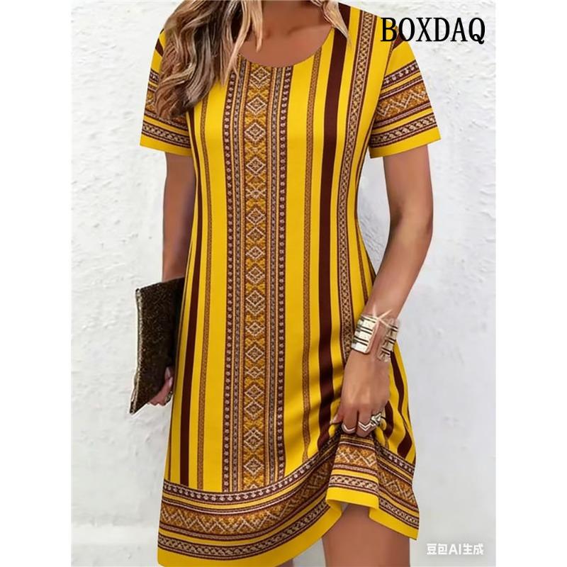 Women Nightdress Round Neck Short Sleeve Spring Summer Funny Duck Print
