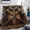 Viking Battle Axe pattern Flannel Blanket, High quality Comfortable for All Seasons, Home Decor, Warmth and Comfort, Perfect for Gifts.