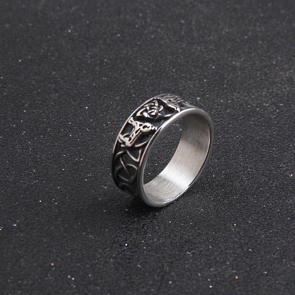 Viking Nordic Mythology Giant Wolf Men Ring Defense Totem Wolf Fashion Hip Hop Rock Unisex Finger Ring Punk Gift