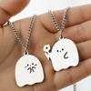 2 Pack Specter Pendant Necklace Chain Necklaces Birthday Gift Necklaces Stainless Steel Texture for Party and Daily