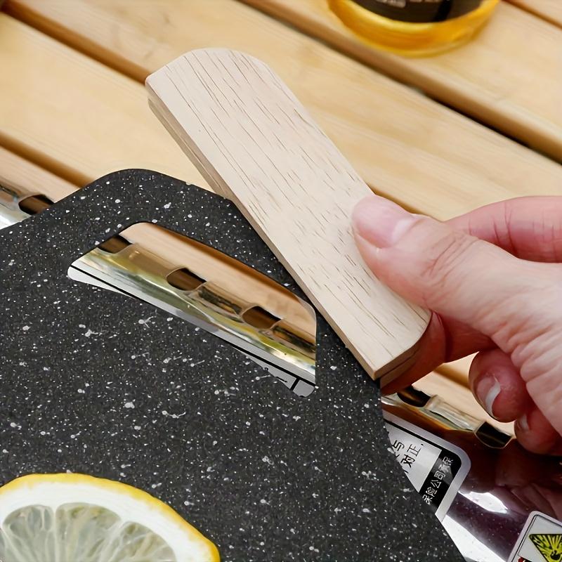 A Pair Solid Wood Flat Bottom Pot Insulation Handle Anti-Burn Portable Baking Pan Handle,Outdoor Grill Pan Handle Anti-Burn Pad