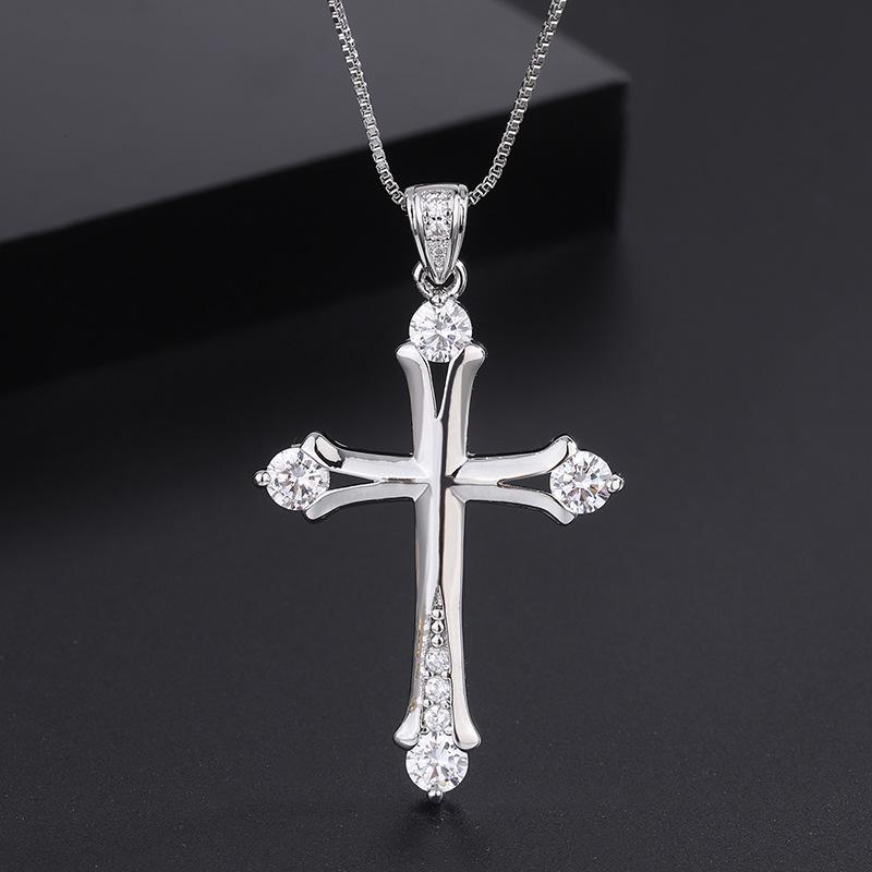 European and American Fashion Zircon Jewelry Cross Pendant Simple Diamond Love Necklace Women's Necklace