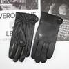 Men's Sheepskin Touch Screen Gloves Fashion Button Style Windproof Warm Velvet Driving Gloves Winter