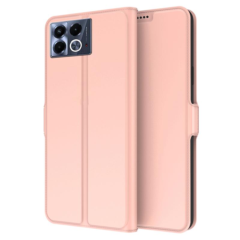 

For Infinix Note 40 Phone Case Anti-Scratch PU Leather Flip Cover with Card Slots Rose Gold