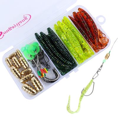 Fishing Lures Kit  Includes Brass Sinker, Jig Hooks, Jig Head Hooks,Soft Lures and A Plastic Box