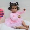 20'' 50 Cm Reborn Girl Baby Dolls Liam with Dark Skin Soft Cloth Body Simulation Dolls Handmade Rooted Curly Hair Lifelike Rebirth Doll Kids Xmas Gift