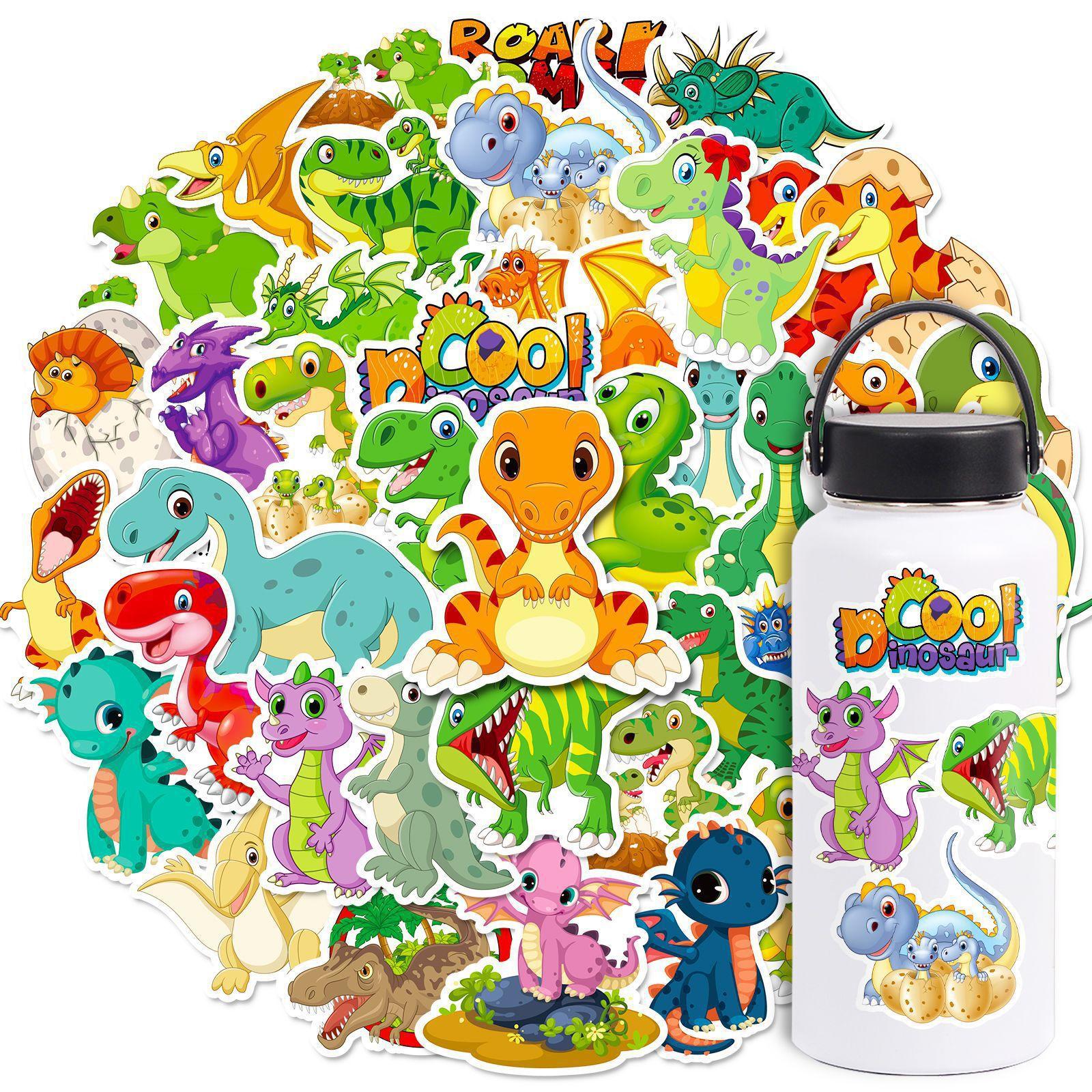 

50 Cartoon Dinosaur Theme New Children s Stickers Water Cup Skateboard Waterproof Children s Toys Graffiti Stickers