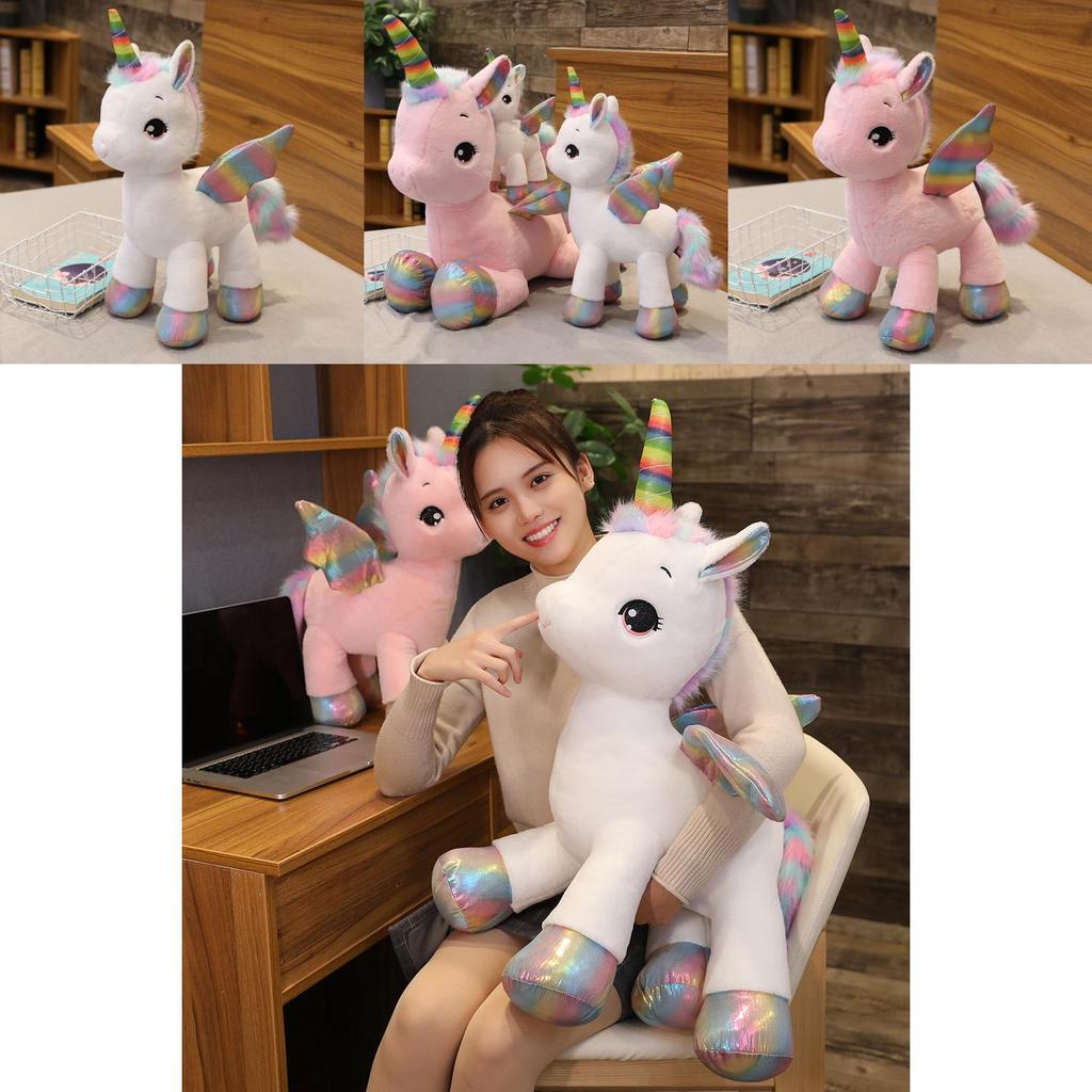 Rainbow Pegasus Unicorn Plush Toy With Pillow For Girls Kids Room Decor
