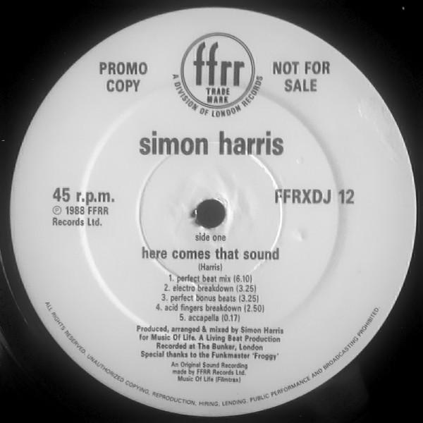 12inch Record SIMON HARRIS Here Comes That Sound FFRXDJ12 FFRR 1988 UK Dance Electronica Used