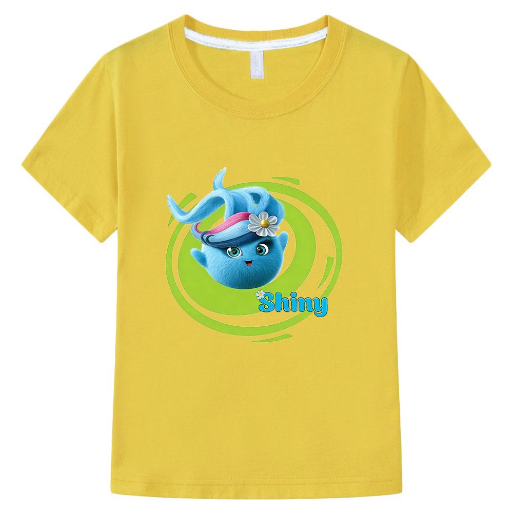 

100% Cotton Sunny Bunnies Children s T-shirt Cute Rabbit Cartoon Anime Print Girls Tops Fun Boys Tee Toddler Summer Short Sleeve 160 жовтий