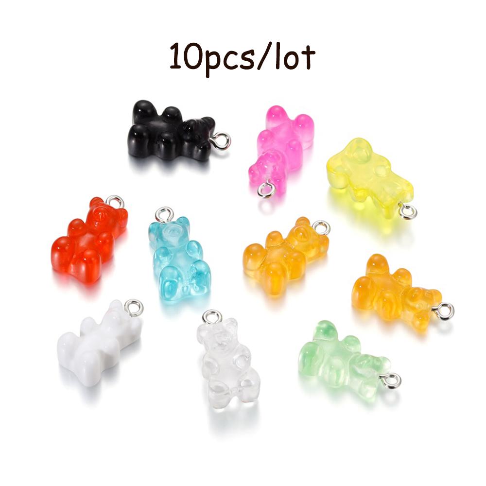 10/20Pcs Candy Bear Pendant Charms for Necklace Bracelet Earrings Jewelry Making Diy Findings Resin Bears Christmas Making