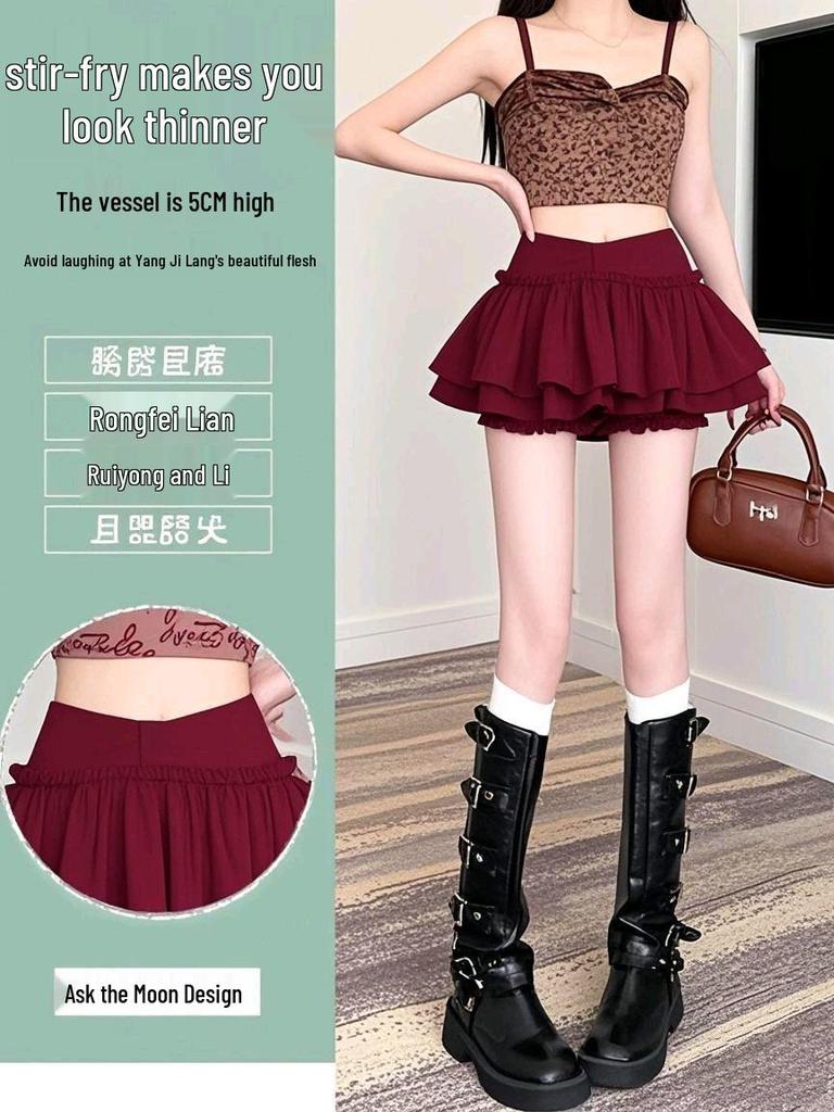 Damen Sommer Roter Ballett-Stil Puffiger Minirock: Süßer & Scharfer Kuchenrock