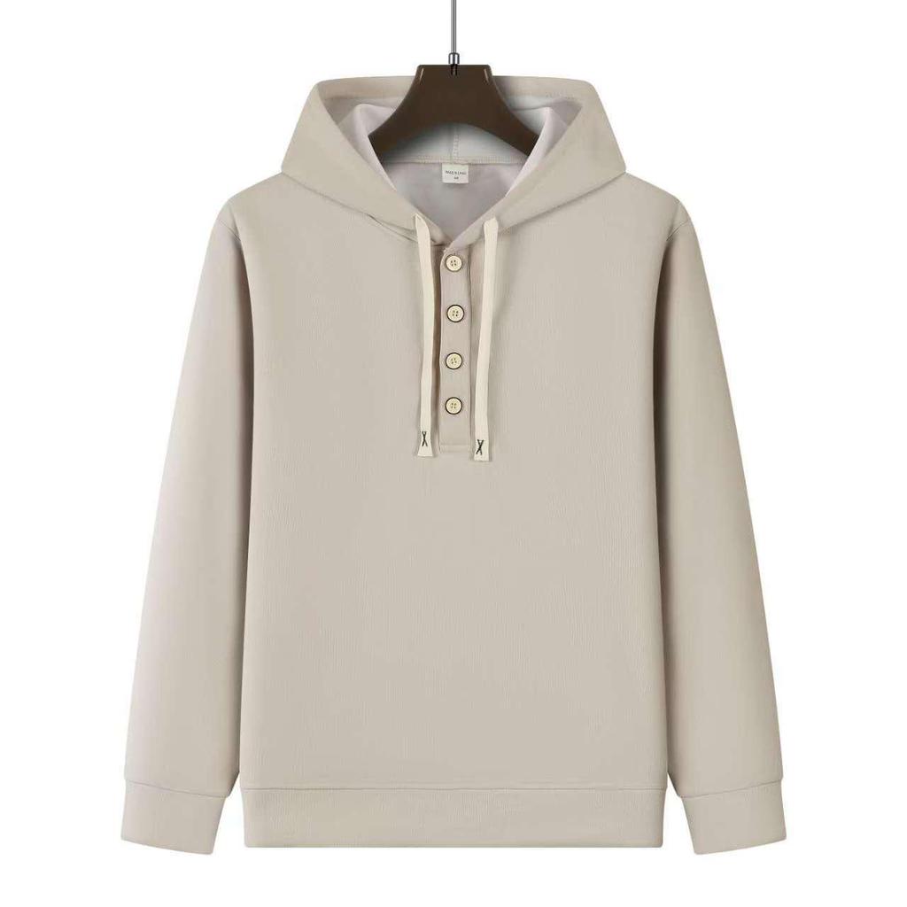 E-commerce Spring/Autumn Men's Fashion Hoodie with Buttoned Collar - Casual European & American Style